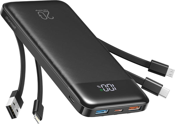 Charmast-Cargador portátil negro con 4 cables (Usado)