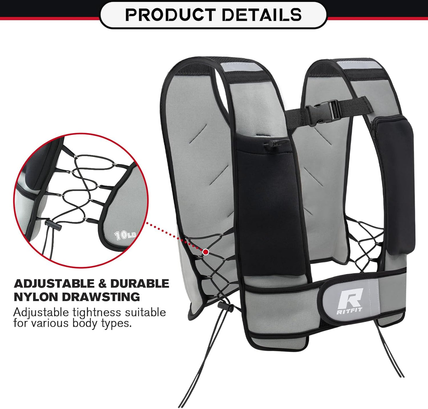 RitFit Chaleco con peso de 5 Kg con correas ajustables