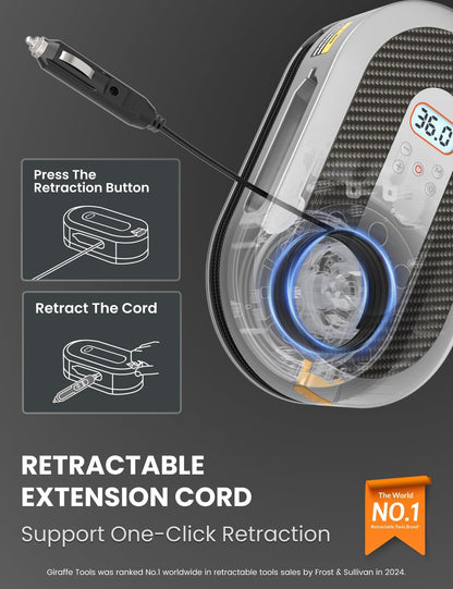 Bomba de aire portátil, conector de encendedor, Giraffetools 12V.