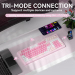 Teclado Inalámbrico Con Botón Multimedia Triple Modo Aula F3099