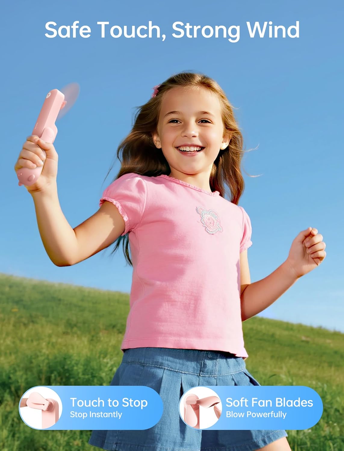 Ventilador de mano, Recargable, JISULIFE, portátil, (USADO).