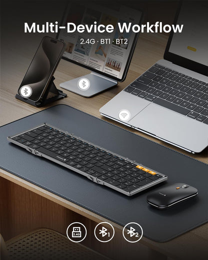 ProtoArc - Teclado y ratón plegables XKM01 Negro-Gris (USADO)