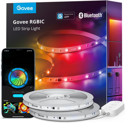 Govee Tira de luces LED RGBIC de 49.2FT, Bluetooth, Inteligentes.