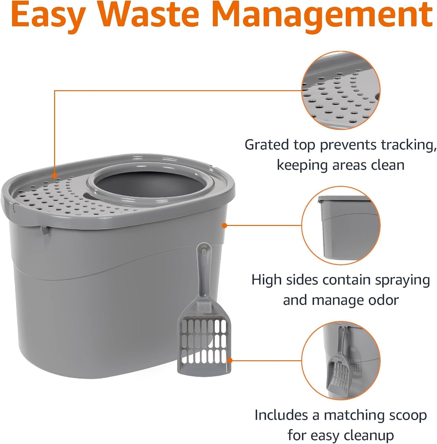 Amazon Basics, Caja de arena alta, para gatos, incluye cuchara.