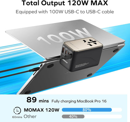 Adaptador de corriente, universal, 120V, 170 W, 2 USB-C 2 USB-A.