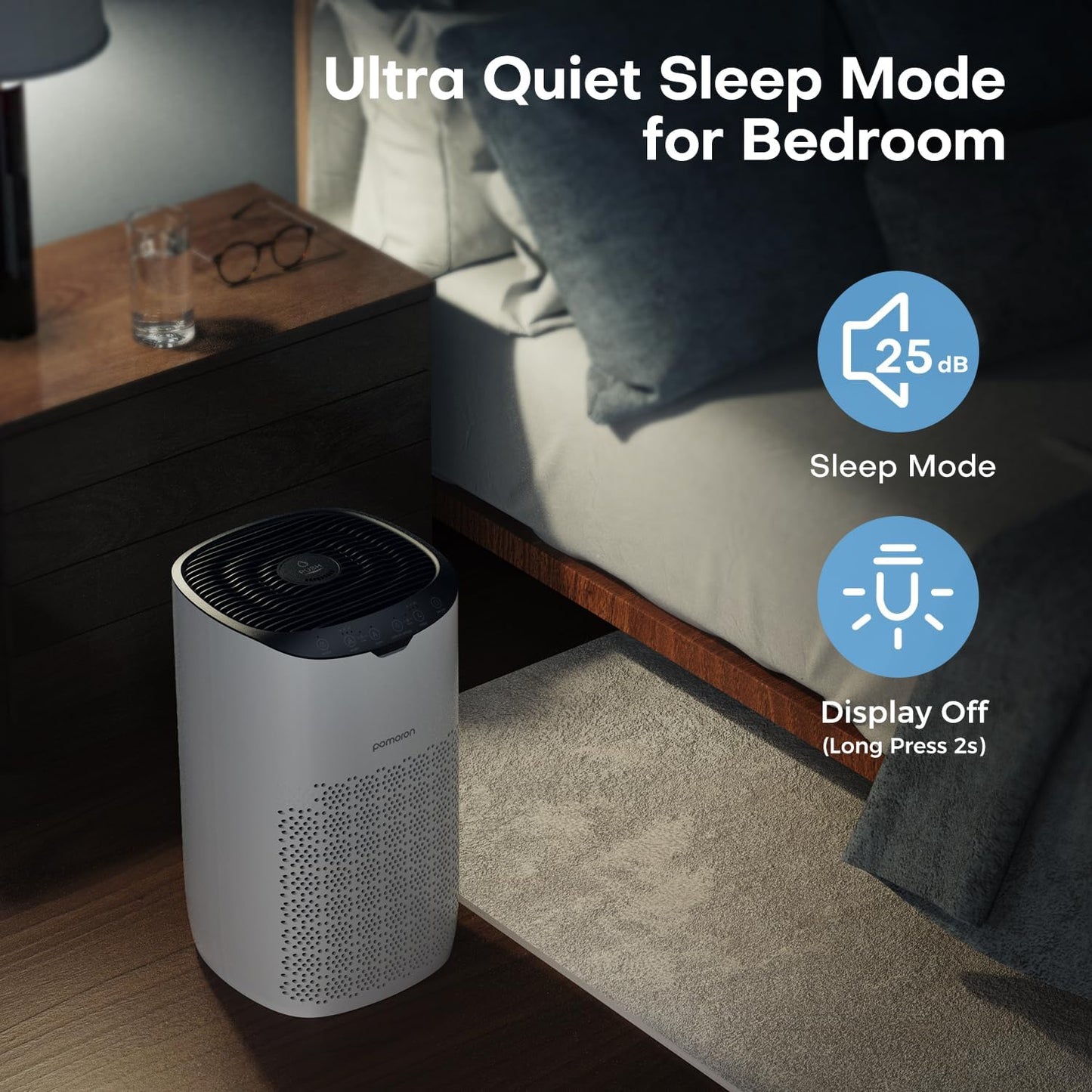 POMORON Purificador de Aire, Modo Automático, Filtro HEPA.