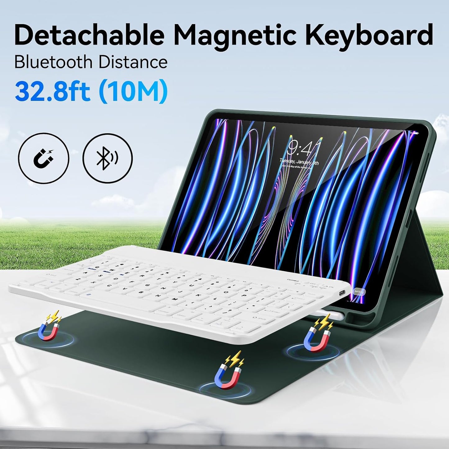 Funda con teclado para iPad Pro de 11", Bluetooth, Recargable.