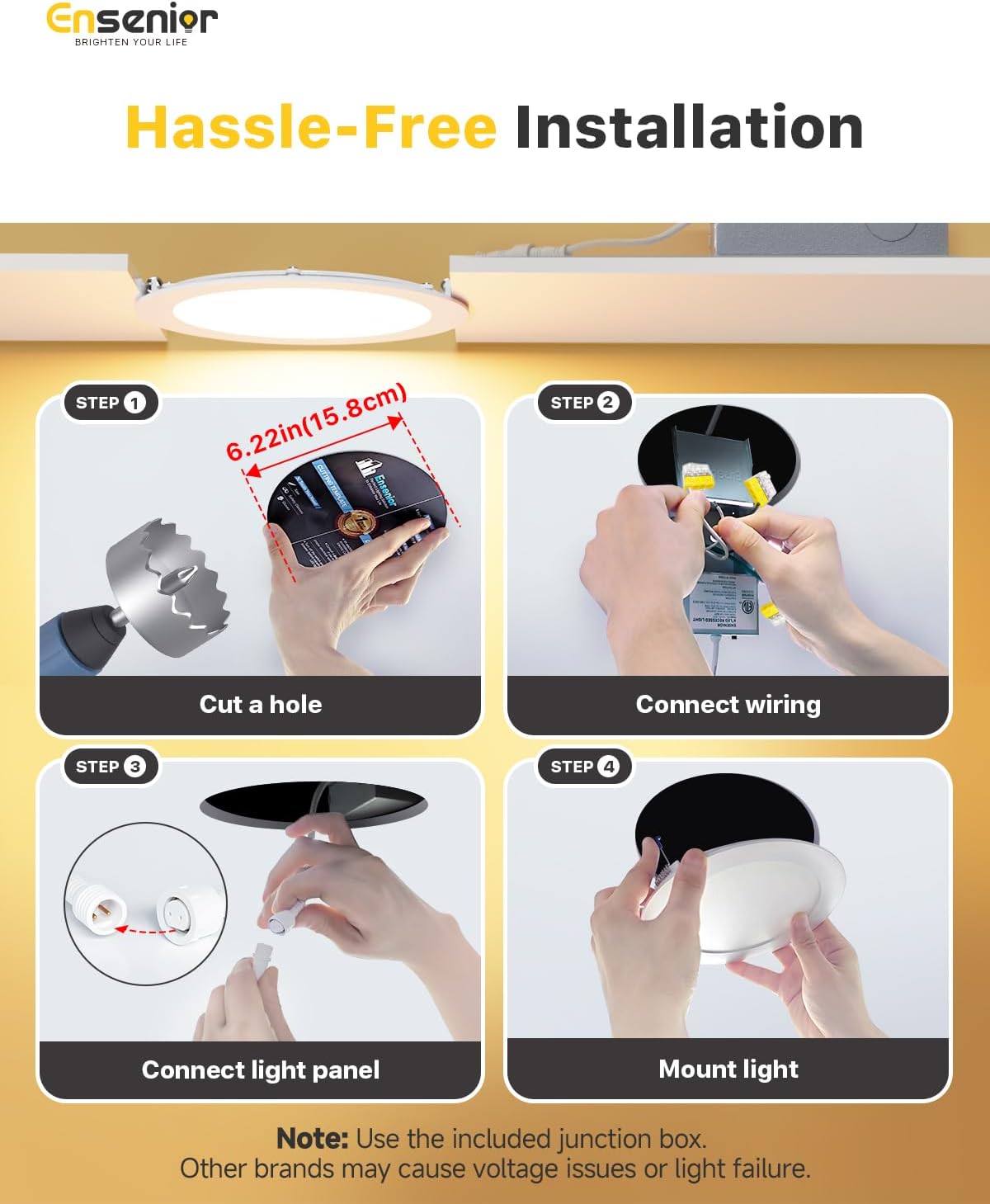 Luces LED empotrables de 6 ", regulable, 4000 K blanco frío. 12 PACK Ensenior