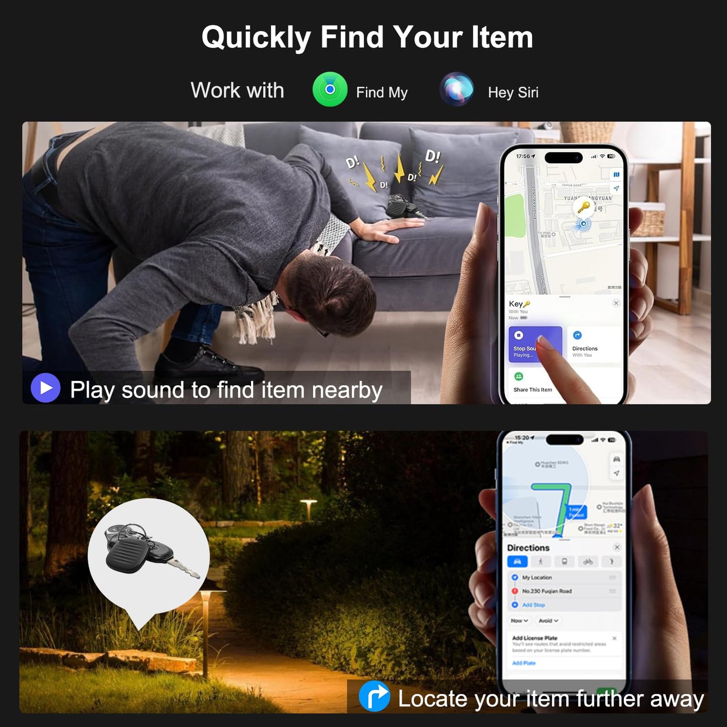 Rastreador inteligente compatible con Apple Find My