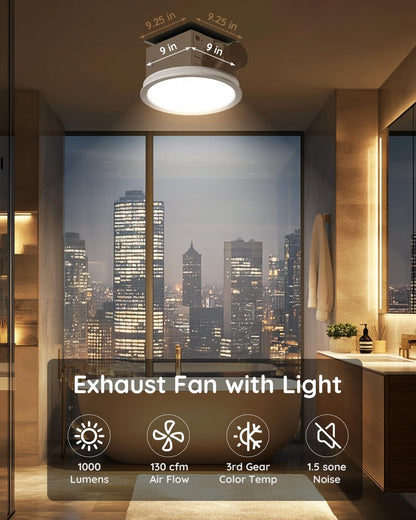Extractor de baño Fitop con luz, 1100 lúmenes, para montaje en techo.