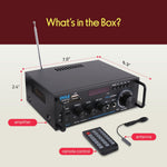Amplificador de potencia estéreo inalámbrico Bluetooth PYLE