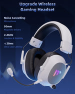Auriculares inalámbricos, para juegos, de 2,4GHz, BT 5.3, luz RGB.