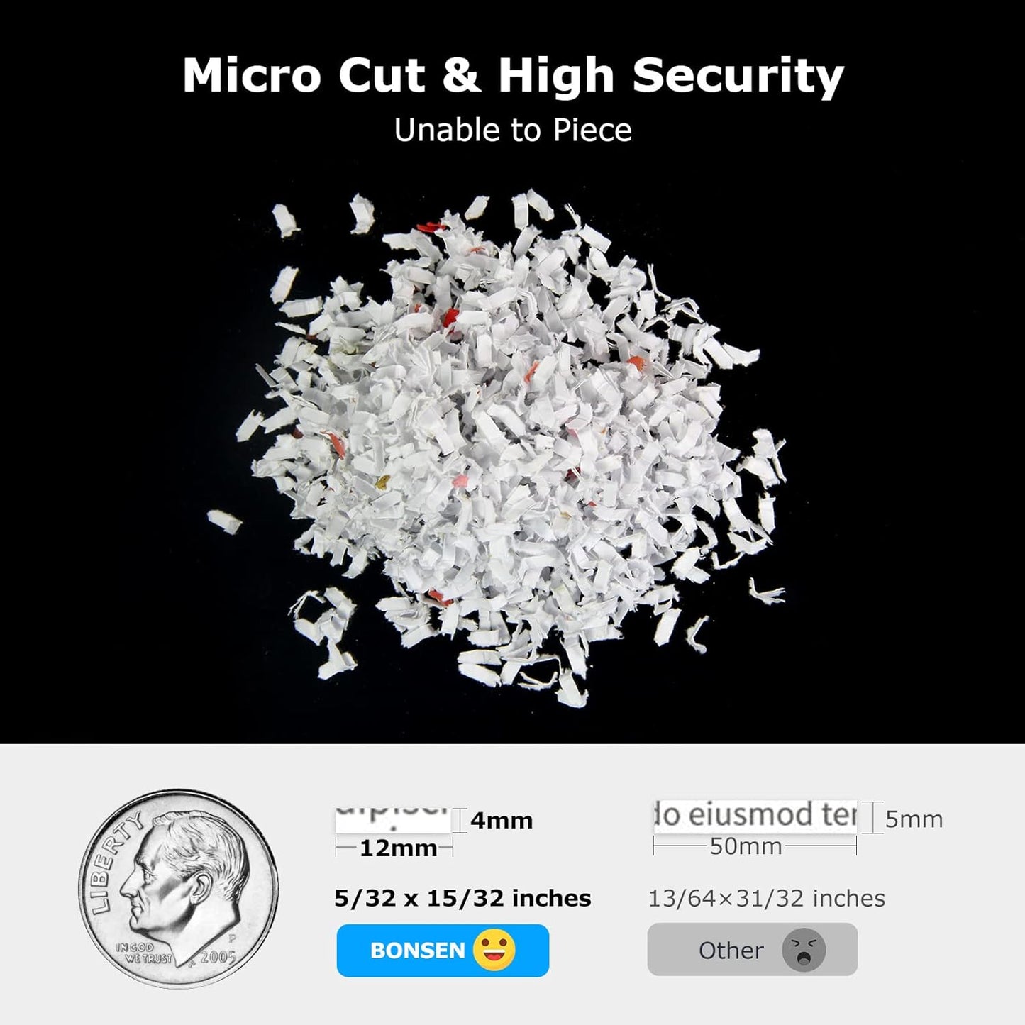 Trituradora de papel para oficina, 5.3 Gal., Bonsen S3110.