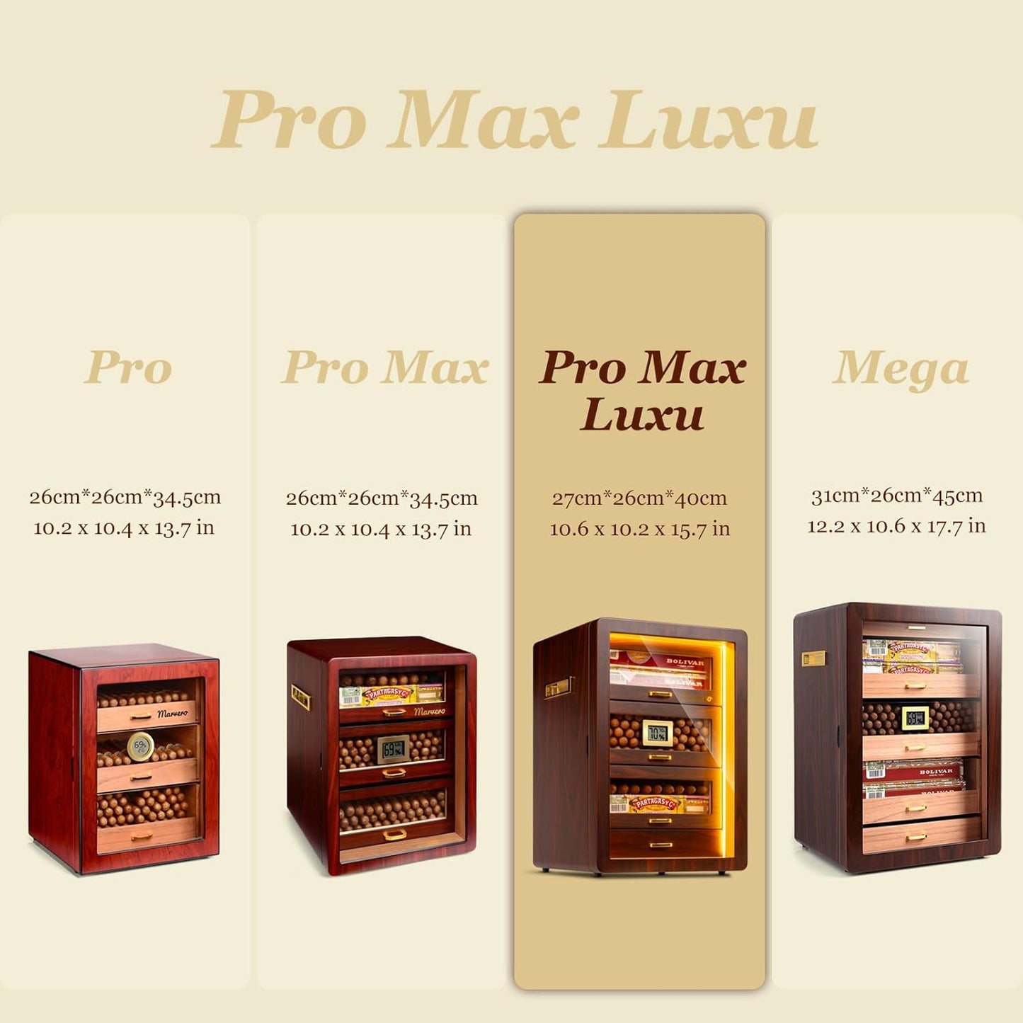 Gabinete humidor de puros, encimera, higrómetro digital, (USADO).