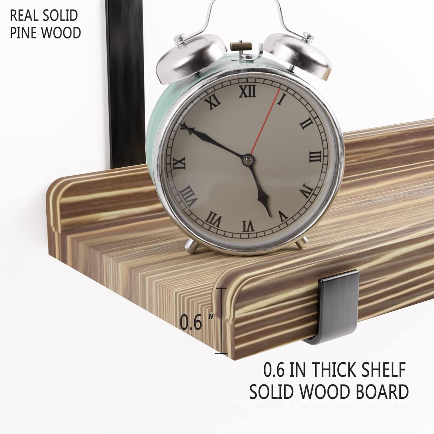 Juego de repisas flotantes, madera natural de pino, 36", forma de U.