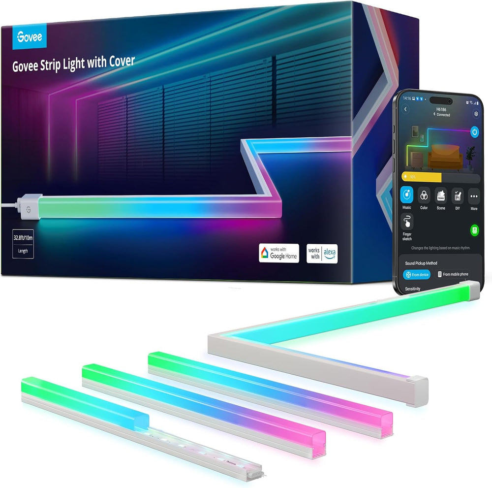 Tira de luces Govee H61B6, control inteligente, LED RGBIC Alexa.