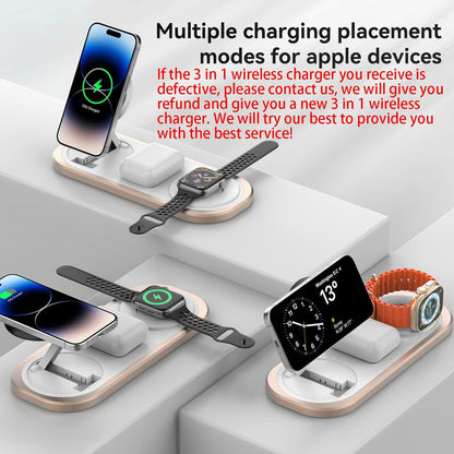 Cargador inalámbrico 3 en 1 para iPhone Magsafe