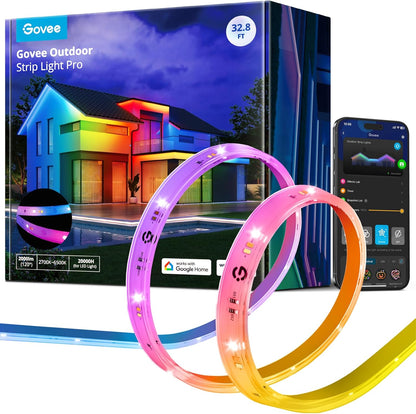 Tiras de luces LED para exteriores Govee RGBIC, luz blanca cálida y fría, 10M