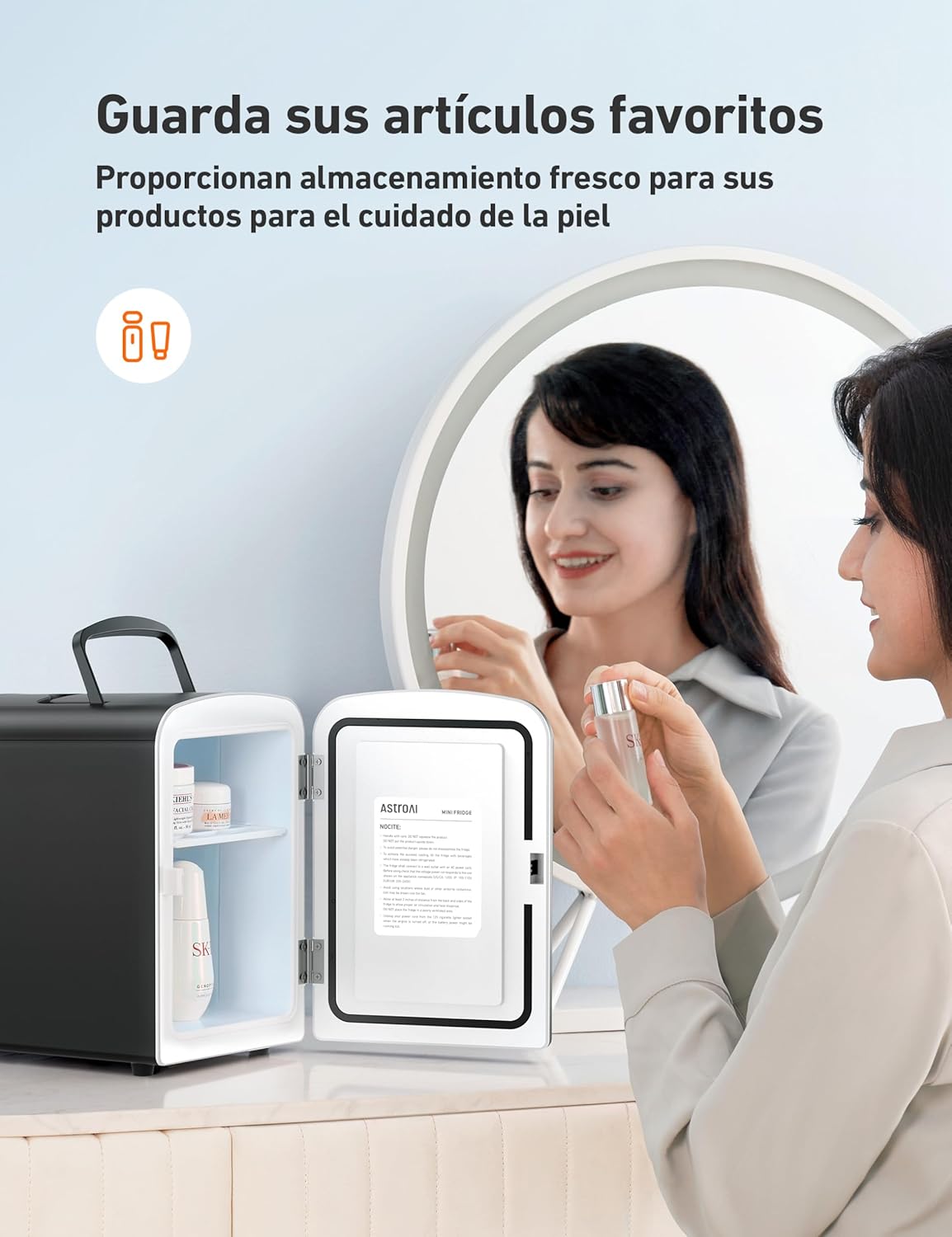 Mini Refrigerador Portátil, Electrica para el Skincare 4L. Astro AI