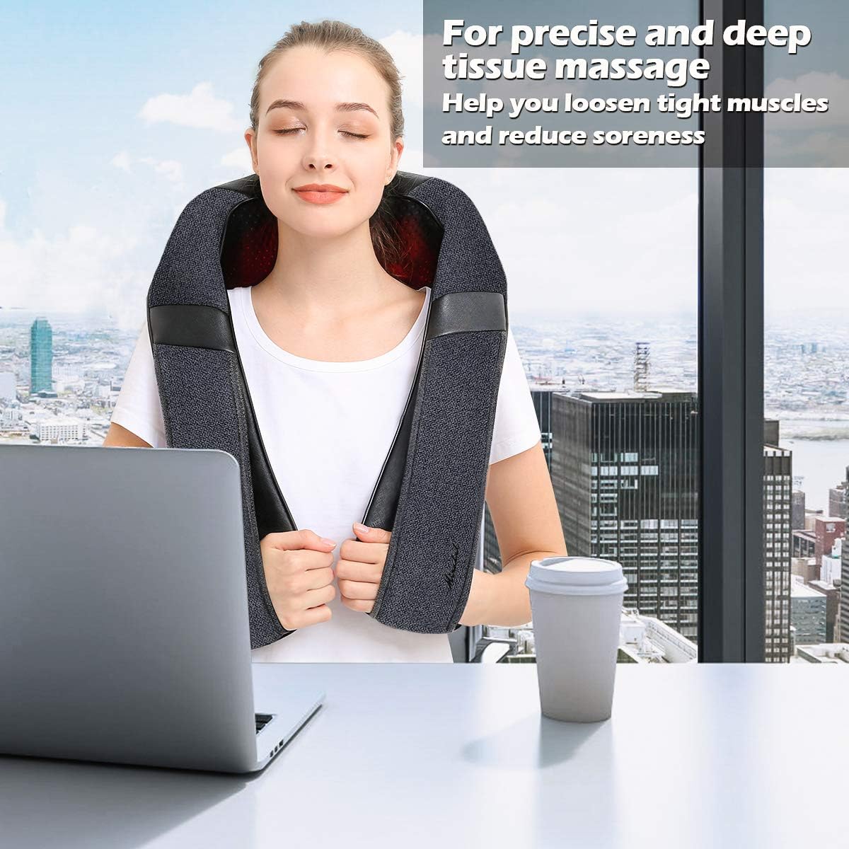 Masajeador eléctrico Shiatsu de espalda y cuello con calor.