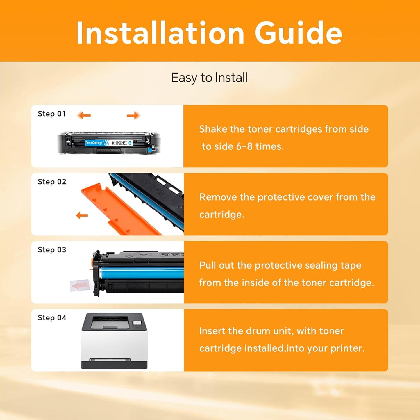 Paquete de 4 cartuchos de tóner 218X, 1negro, 3 colores, sin chip.