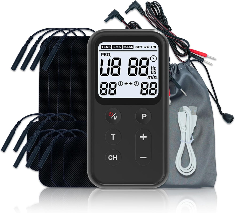 Electroestimulador Muscular EMS Recargable Masajeador Pads