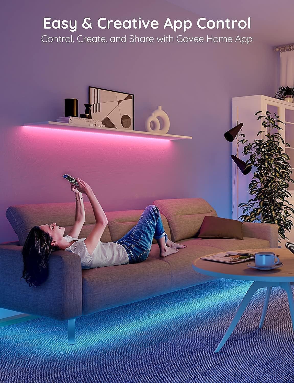 Govee - Tira de luces LED de 100 pies Bluetooth