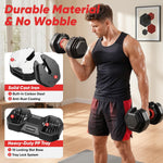 Mancuernas ajustables Pirier PJY02, 50lbs agarre antideslizante, 18-1
