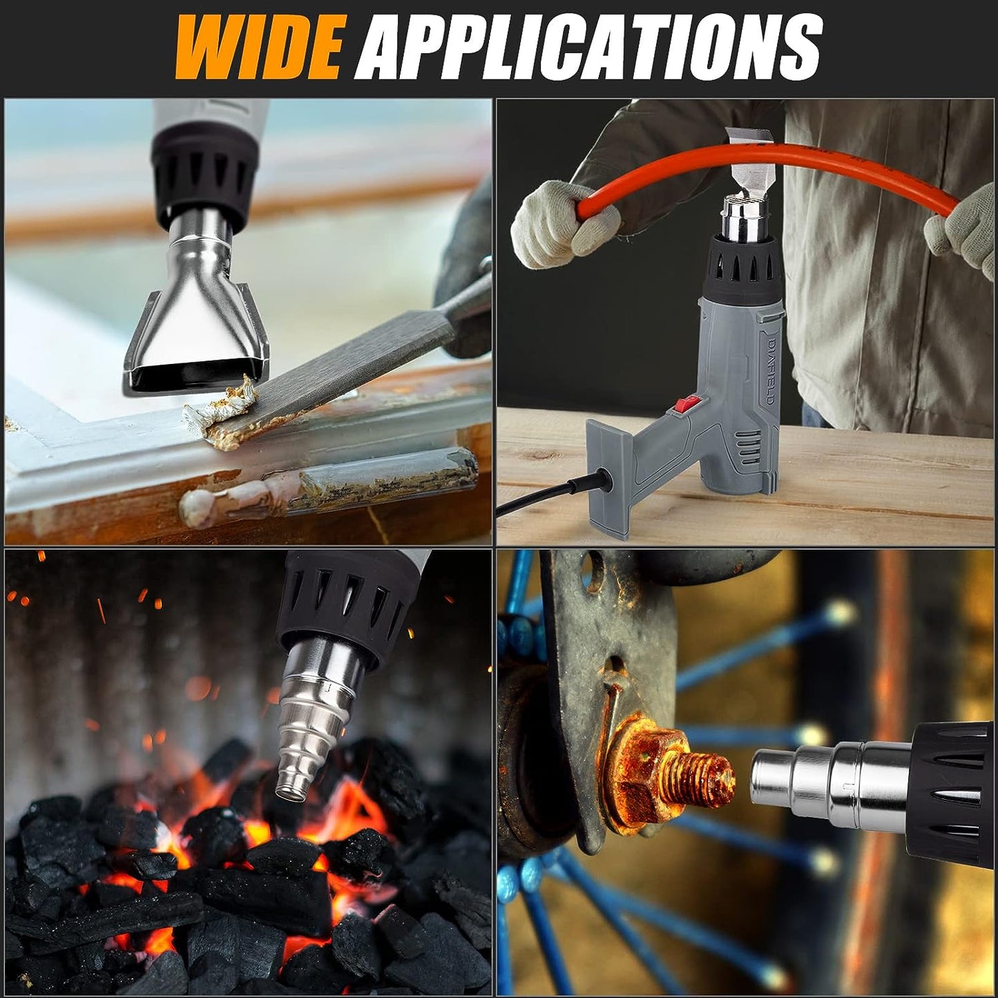 Pistola de calor rapido de 1850 W, contra sobrecarga DIAFIELD