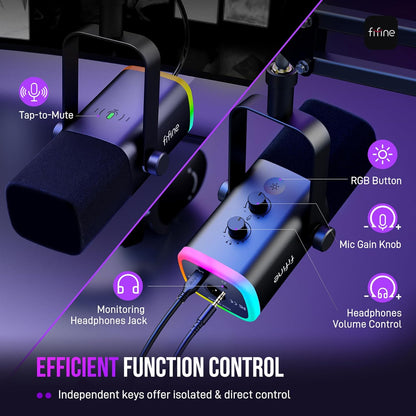 Micrófono FIFINE AM8T USB XLR RGB Con Brazo