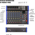 Mezclador de audio, mezclador de DJ de 12 canales JXSOU  MU-P210FX
