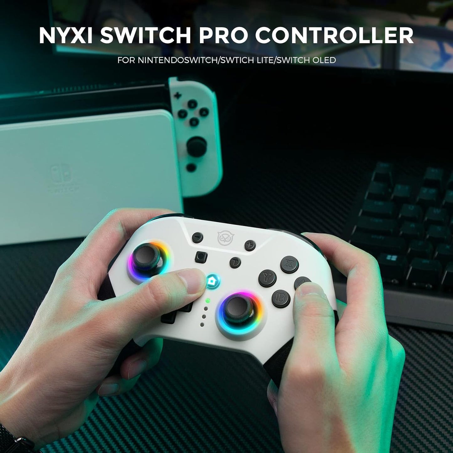 NYXI Switch Pro Controller, Wireless Switch Controllers with LED Light.