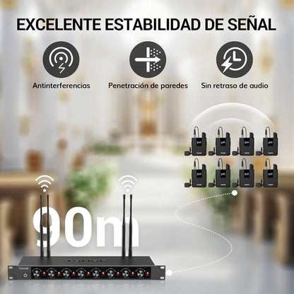 Set de Micrófonos Inalámbricos Tonor TW388, UHF 8 X 12 (USADO)