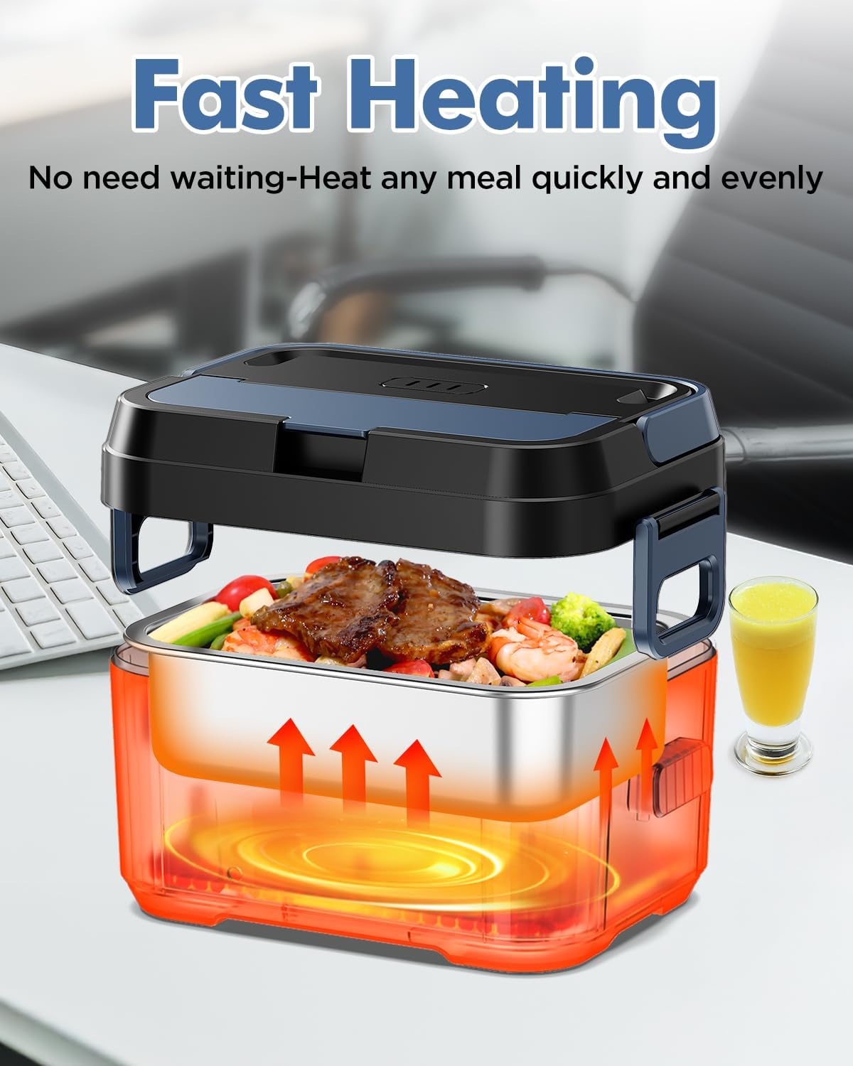 Caja de almuerzo eléctrica inalámbrica - Azul.