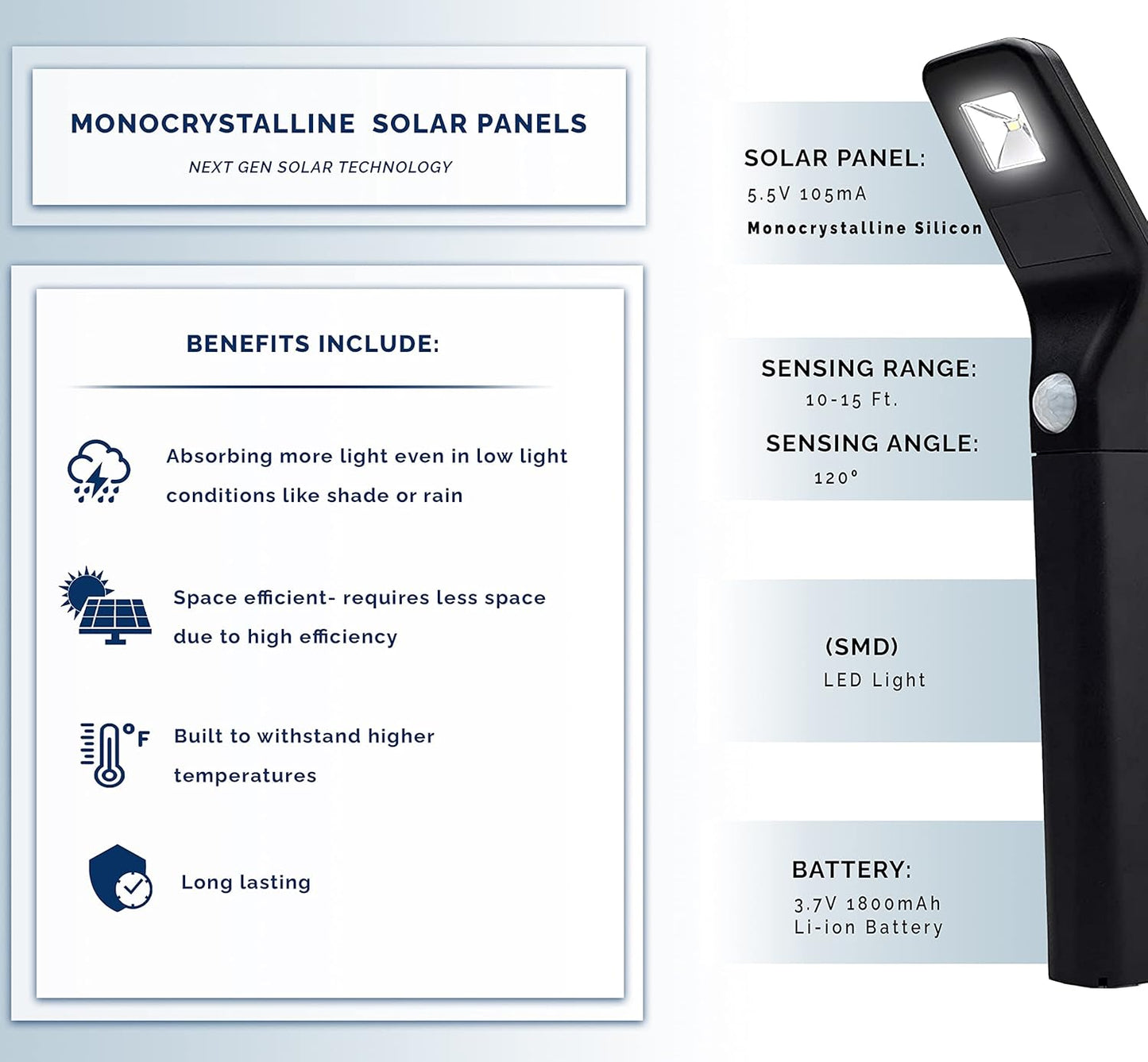 Morvat, Luz solar con sensor de movimiento, para jardin, paisaje.