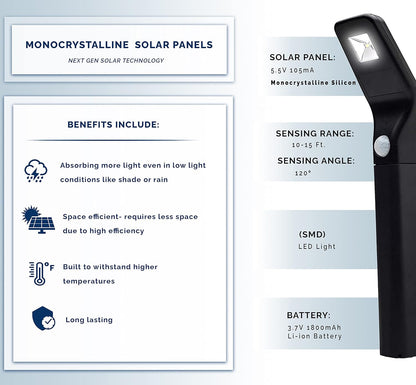 Morvat, Luz solar con sensor de movimiento, para jardin, paisaje.