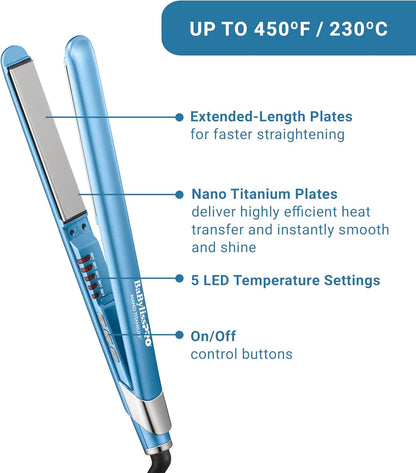 Plancha alisadora ultra-delgada BaByliss PRO, Nano Titanium, 1"/25mm.