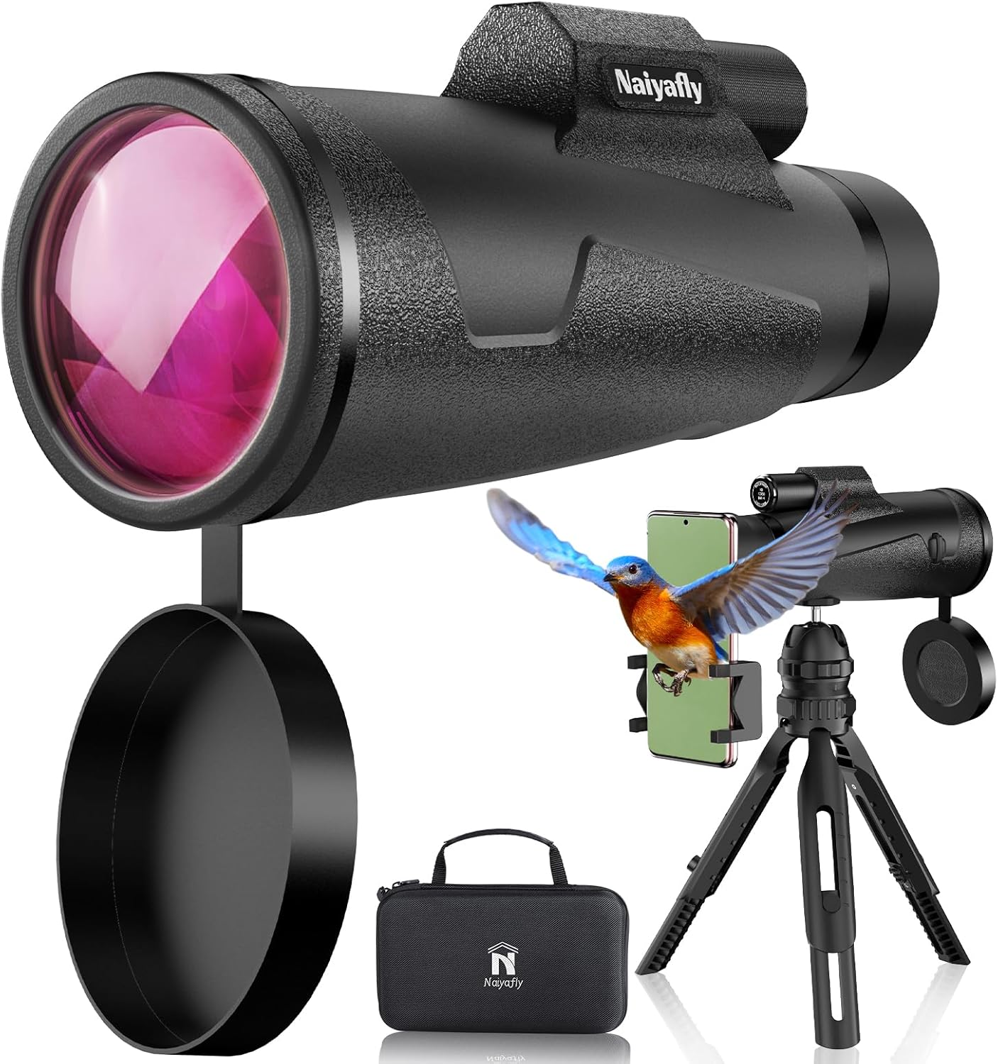 Telescopio monocular HD de 12 x 50 para teléfonos inteligentes, NAIYAFLY.
