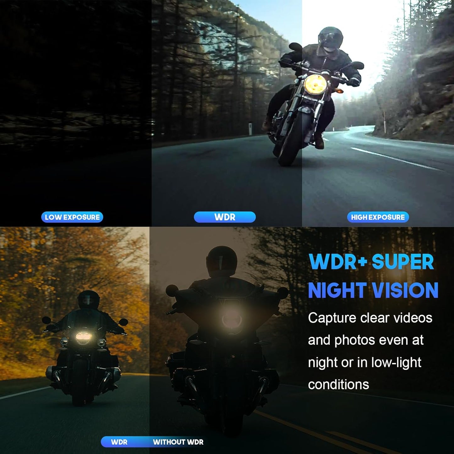 Geloo Cámara de tablero de motocicleta dual 1080P Dash Cam