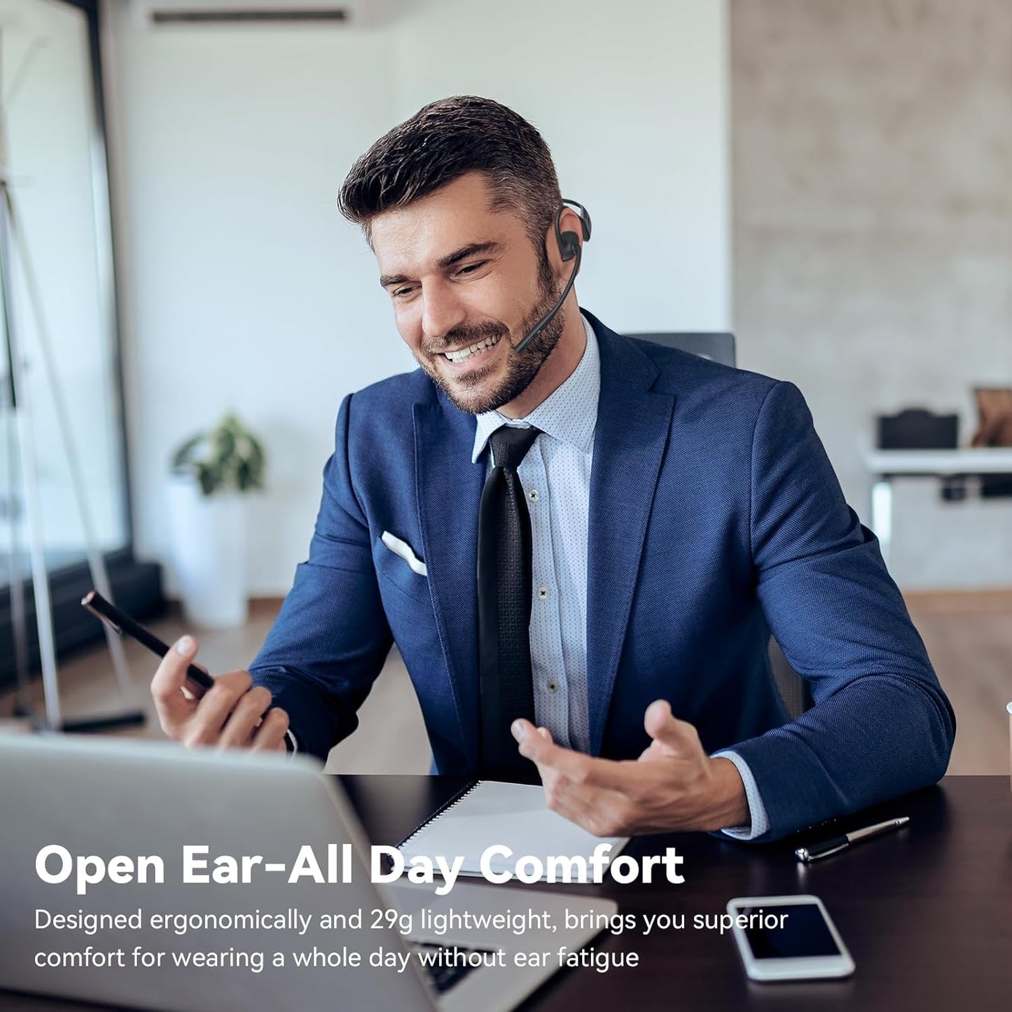LEVN - Auriculares de oído abierto con micrófono.(USADOS)