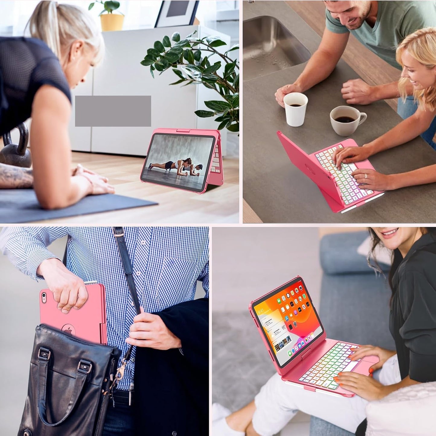 Funda con teclado táctil para iPad de 11", Fuwang, giratoria 360.