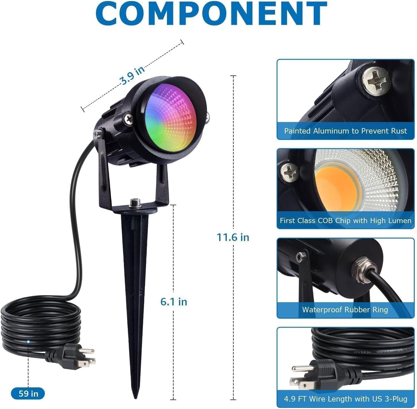 Luces de paisaje, impermeables, con control remoto, RGB, Sunvie.