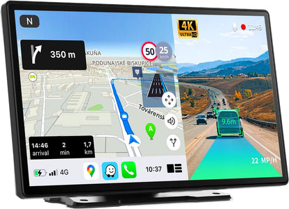 Visualización portátil de 9 " para coche, Apple CarPlay y Android Auto, cámara 4K y 1080P