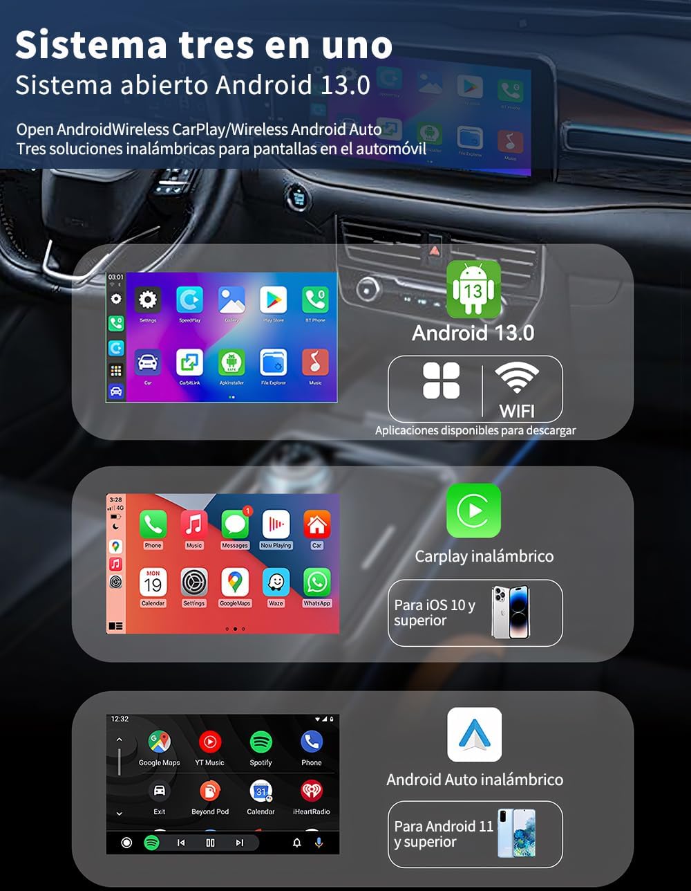 vantisan Adaptador inalámbrico automático,carPlay.