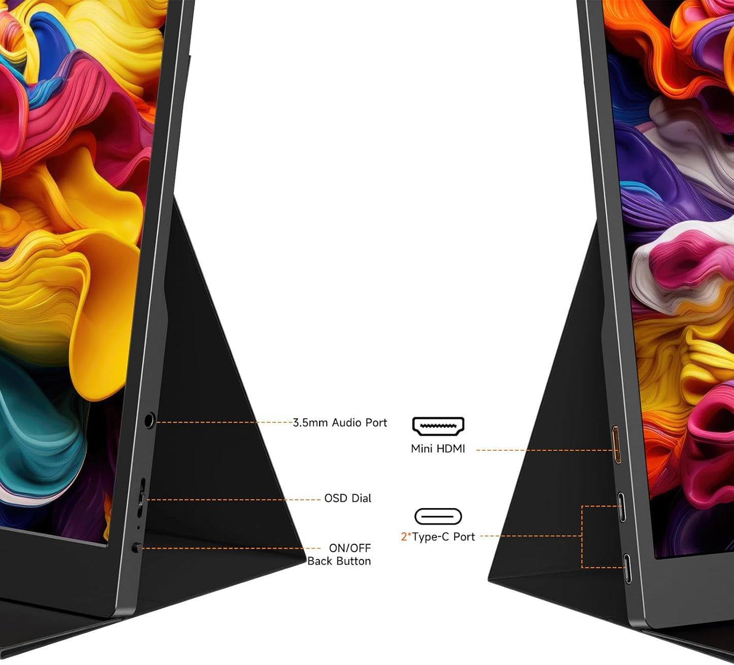 Monitor portátil AYY de 15,6" (1080p, 60 Hz, color negro)