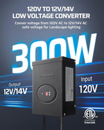 Transformador de paisaje, bajo voltaje de 300W, 120V a 12V.(USADO)
