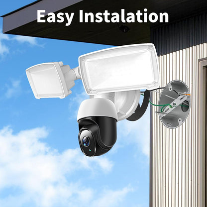Cámara de seguridad con reflector PTZ de 360°, HD 1080P, Sirena.