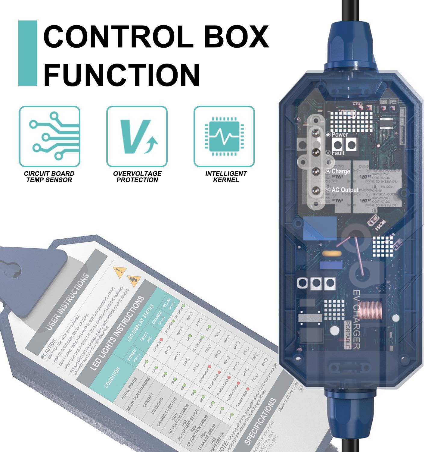 Max Green, Cargador Ev Nivel 2, Cinco Cables Adaptadores