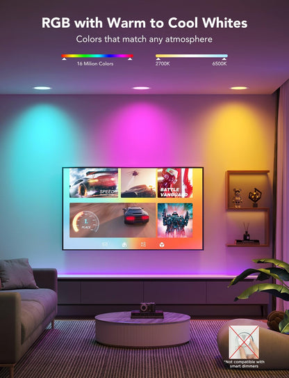 Iluminación empotrable inteligente de 6", Bluetooth Wi-Fi y Alexa.