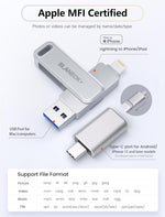 MFi - Unidad flash 128GB para iPhone Blanbok+
